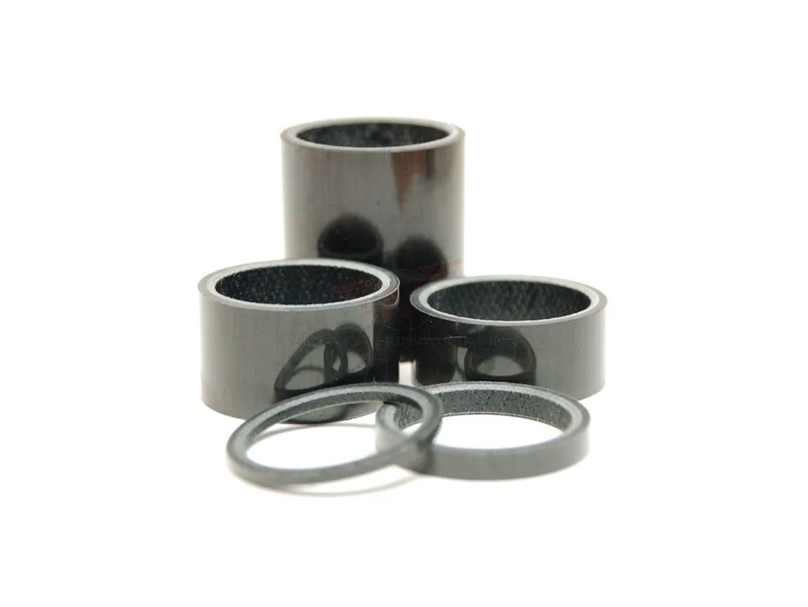 Wheels MFG 1-1/8 Carbon Headset Spacers (5pcs) 3 Wheels MFG 1-1/8 Carbon Headset Spacers (5pcs)